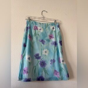 Vintage Blue Floral Midi Skirt